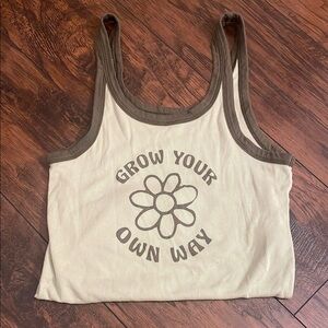 American Eagle Outfitters Brown and Cream Tank Top